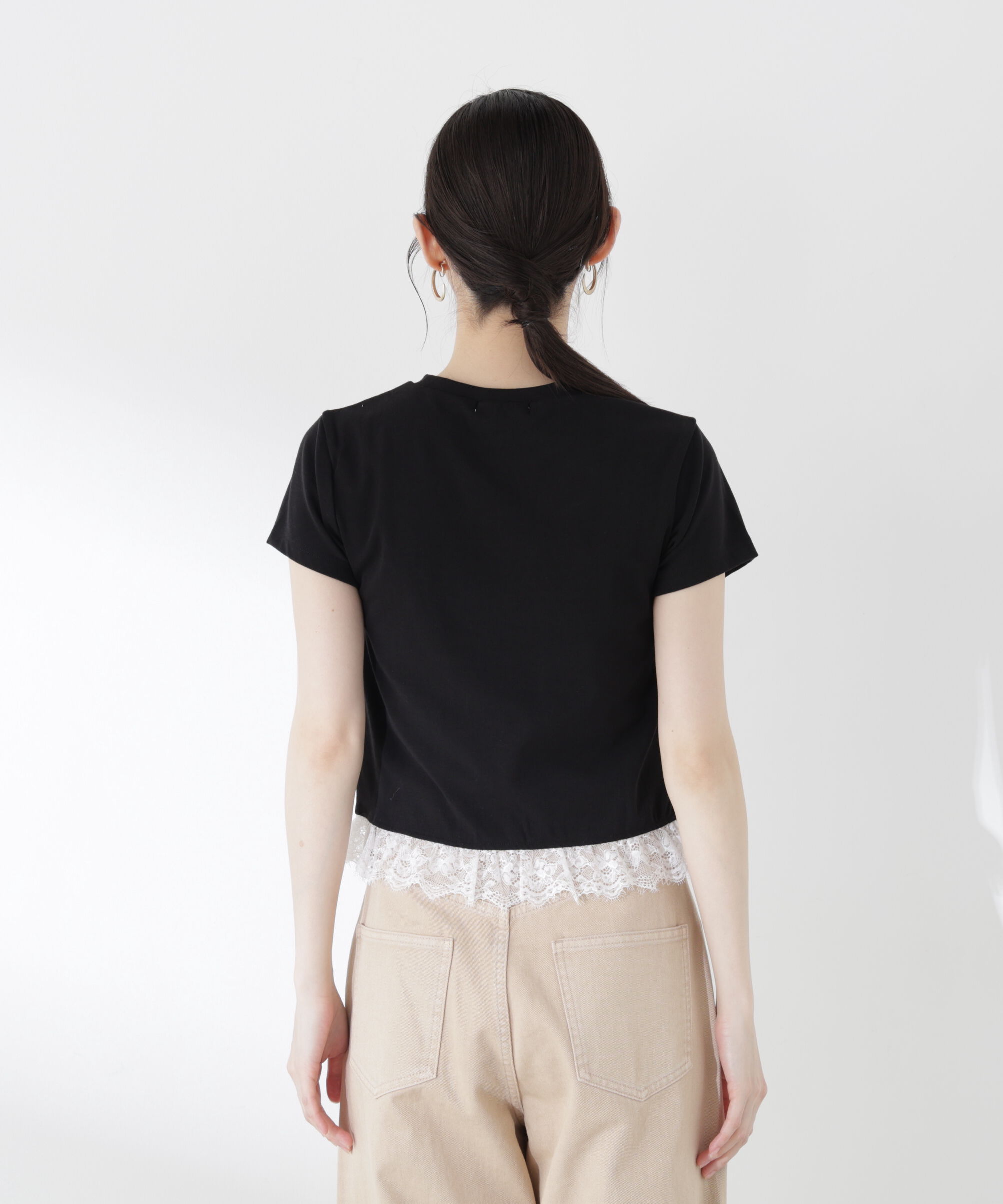 PROPORTION BODY DRESSING「＜青島心さん着用＞〈a/mie〉レースヘムTシャツ」|Tシャツ・カットソー|