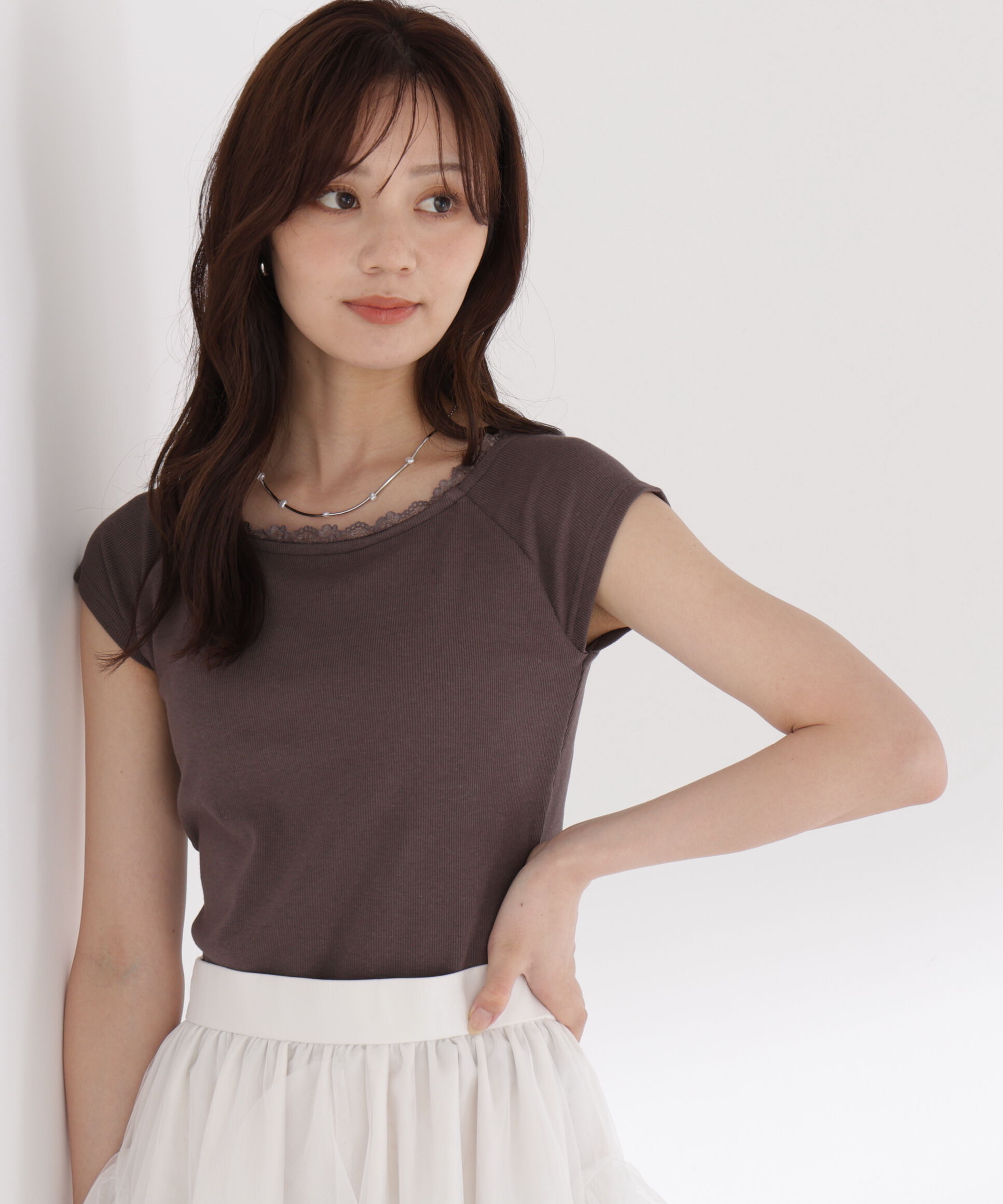 PROPORTION BODY DRESSING「＜a/mie＞カップ付きフレンチスリーブTシャツ」|Tシャツ・カットソー|