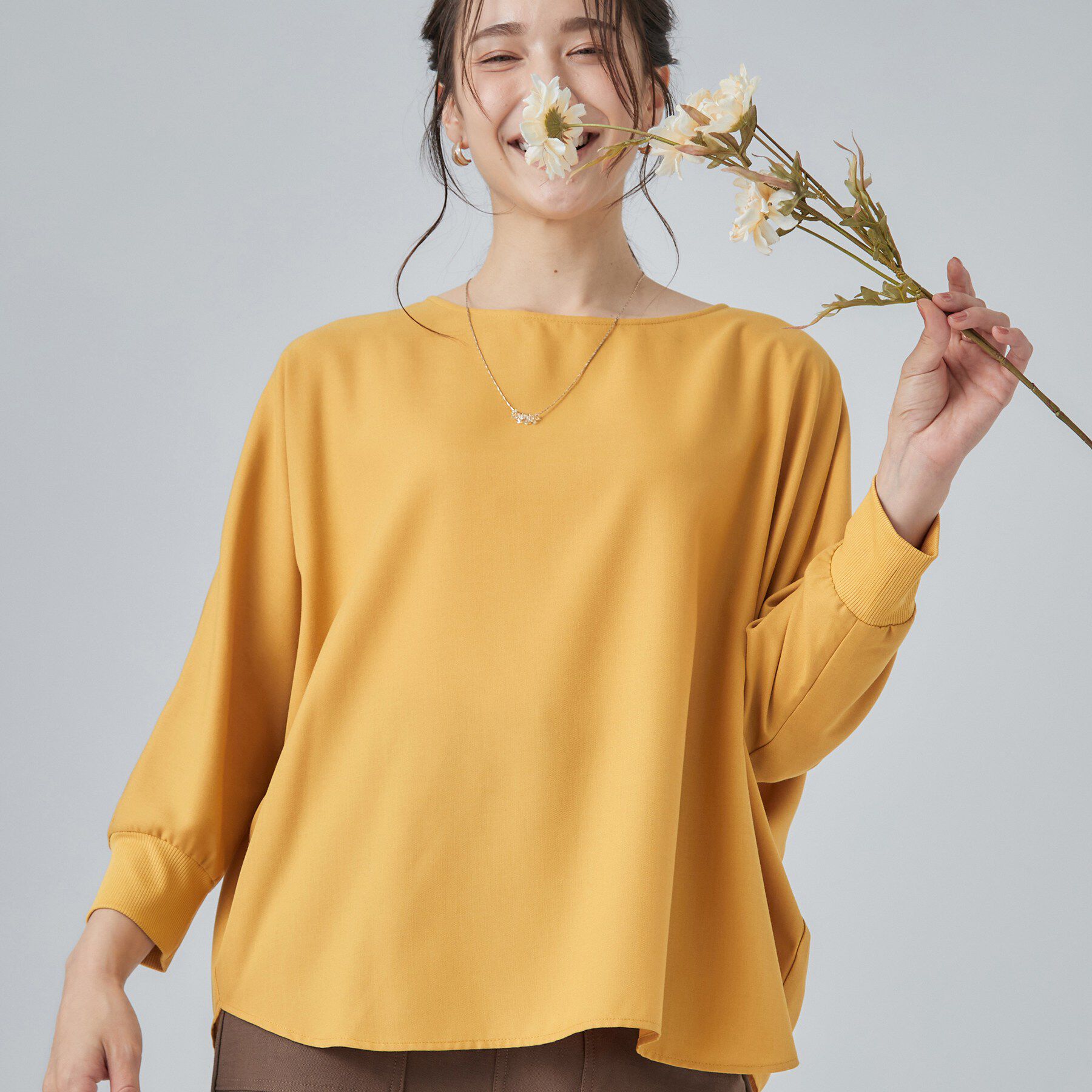SHOO･LA･RUE「【着丈選べる/洗濯後しわになりにくい】インせず着られる ドルマンブラウス」|シャツ・ブラウス|イエロー(032)