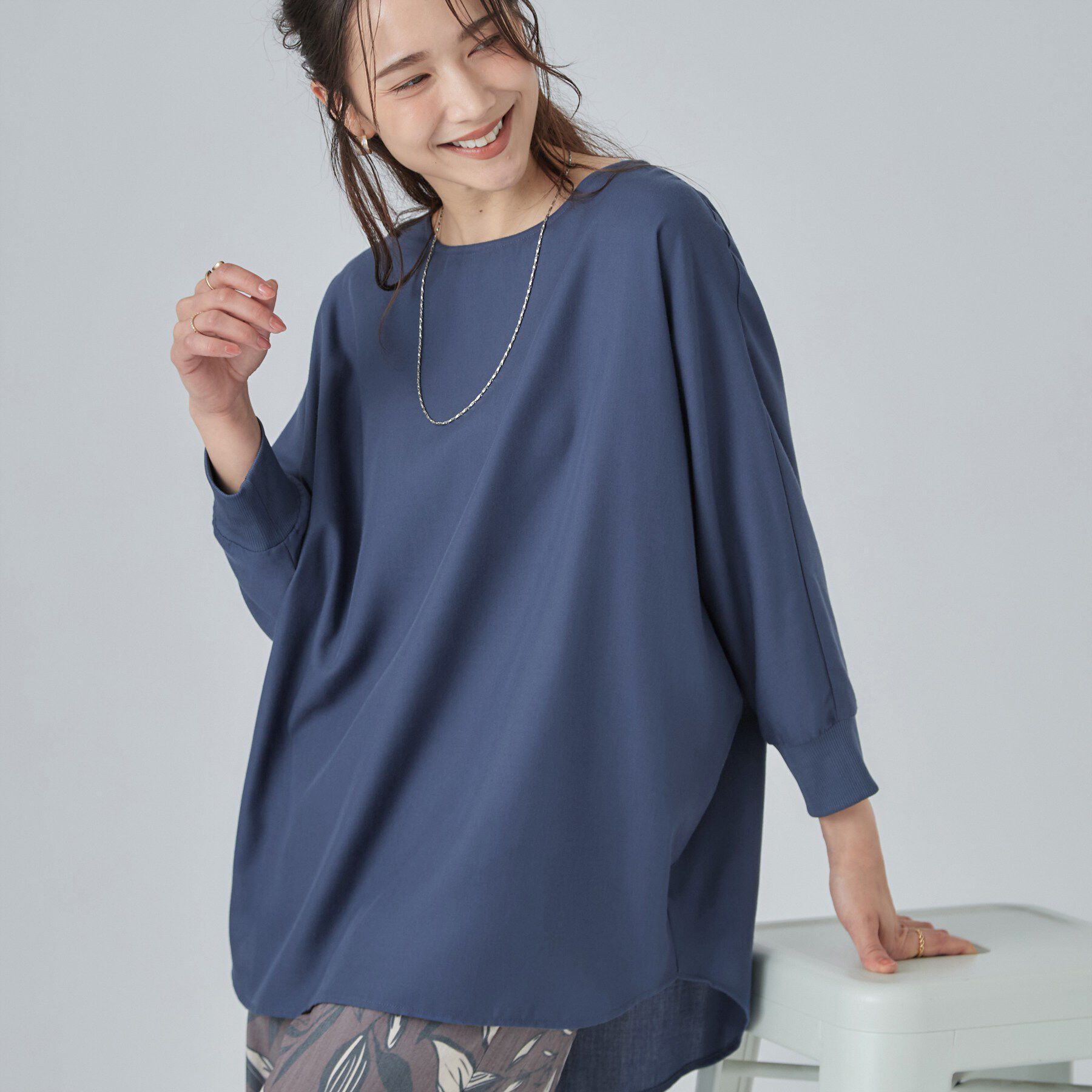 SHOO･LA･RUE「【着丈選べる/洗濯後しわになりにくい】インせず着られる ドルマンブラウス」|シャツ・ブラウス|ブルーロング(793