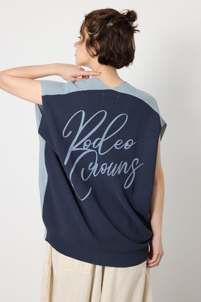 RODEO CROWNS「バイカラードルマンニットトップス」|ニット・セーター|L/BLU1