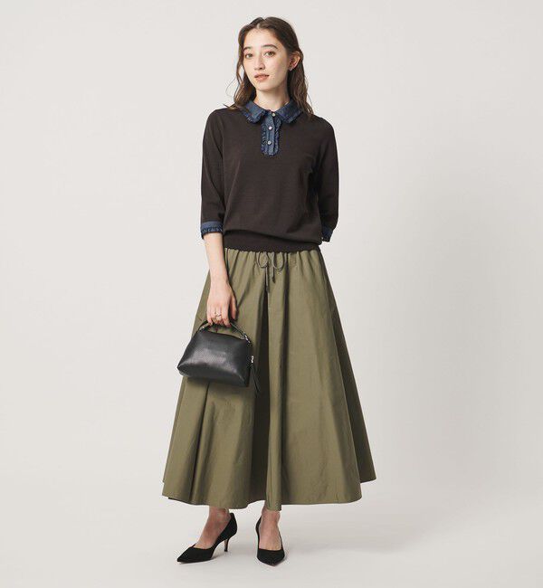 UNITED ARROWS「六分袖 デニムライク ポロニット ‐ウォッシャブル‐」|ニット・セーター|