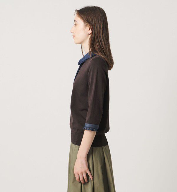 UNITED ARROWS「六分袖 デニムライク ポロニット ‐ウォッシャブル‐」|ニット・セーター|