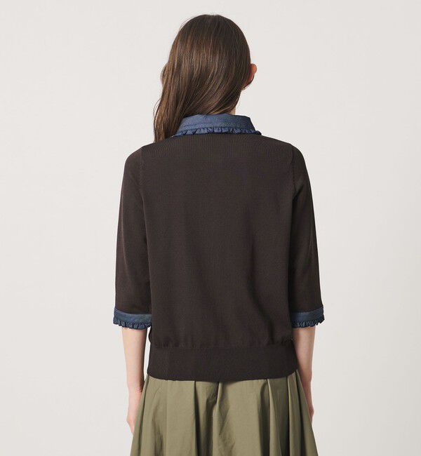 UNITED ARROWS「六分袖 デニムライク ポロニット ‐ウォッシャブル‐」|ニット・セーター|