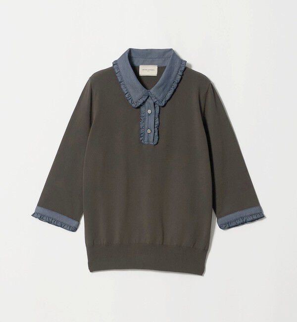 UNITED ARROWS「六分袖 デニムライク ポロニット ‐ウォッシャブル‐」|ニット・セーター|