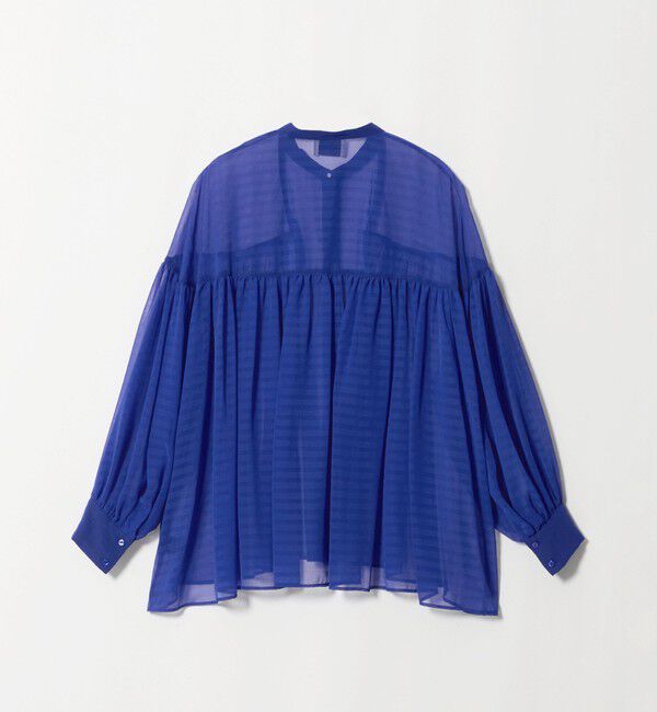 UNITED ARROWS「シアー ギャザー バンドカラー ブラウス」|シャツ・ブラウス|