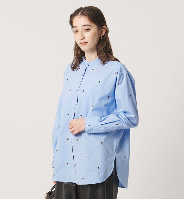 UNITED ARROWS「エンブロイダリーフラワー バンドカラー シャツ 26FW」|シャツ・ブラウス|