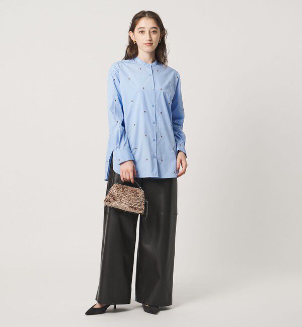 UNITED ARROWS「エンブロイダリーフラワー バンドカラー シャツ 26FW」|シャツ・ブラウス|