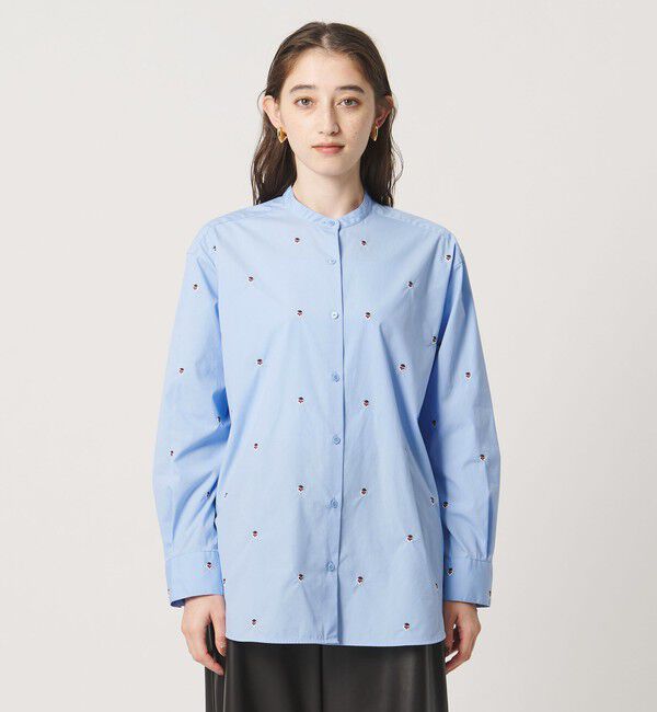 UNITED ARROWS「エンブロイダリーフラワー バンドカラー シャツ 26FW」|シャツ・ブラウス|