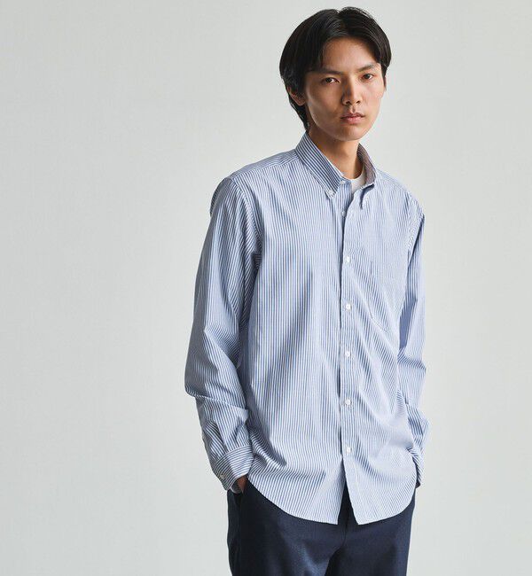 UNITED ARROWS green label relaxing「MULTI FUNCTION ピンオックス ボタンダウン 長袖シャツ -UVカット・吸水速乾・遮熱-」|シャツ・ブラウス|NAVY