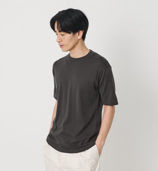 BEAUTY&YOUTH UNITED ARROWS「コットン カシミヤ クルーネック Tシャツ ウォッシャブル」|Tシャツ・カットソー|DK.GRAY