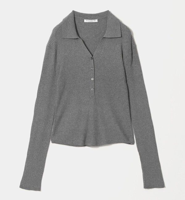 BEAUTY&YOUTH UNITED ARROWS「スキッパー フロントボタン リブニットプルオーバー ウォッシャブル」|ニット・セーター|DK.GRAY