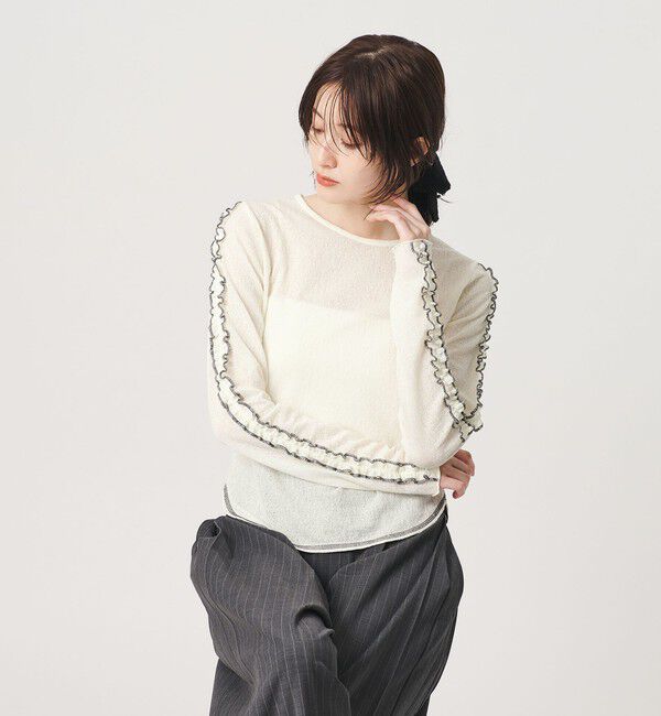 BEAUTY&YOUTH UNITED ARROWS「コットンナイロン ジャガード フリル プルオーバー ウォッシャブル」|Tシャツ・カットソー|
