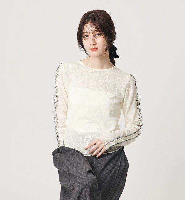 BEAUTY&YOUTH UNITED ARROWS「コットンナイロン ジャガード フリル プルオーバー ウォッシャブル」|Tシャツ・カットソー|