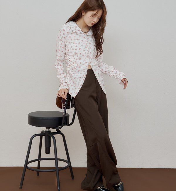  「サイドギャザーフーディカーデ」|カーディガン|
