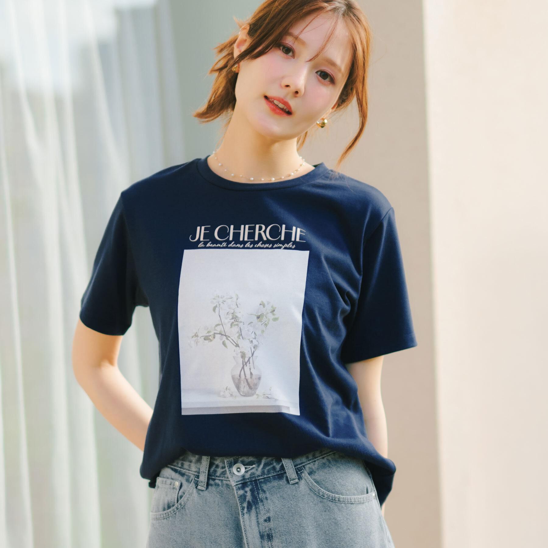 index「【UV】フラワープリントTシャツ≪洗濯機OK／接触冷感≫」|Tシャツ・カットソー|