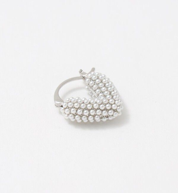 UNITED ARROWS「イミテーションパール ハート フープピアス」|ピアス|