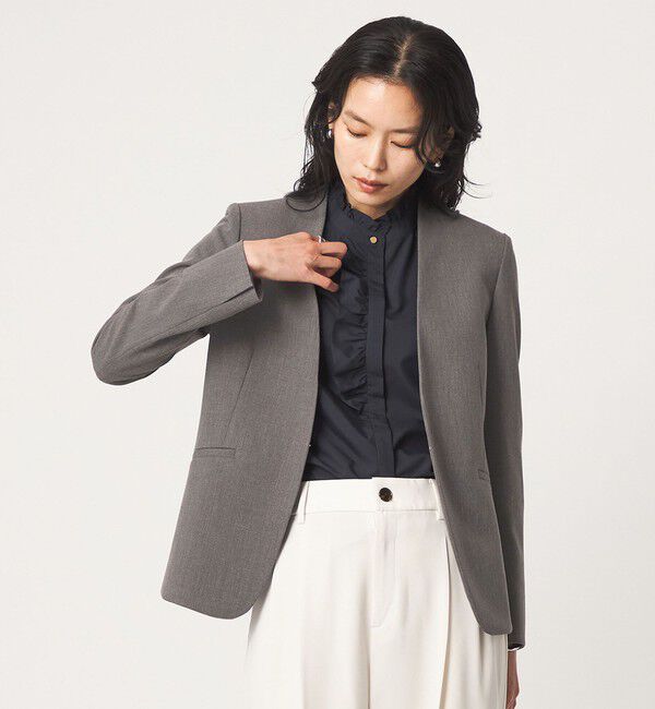 UNITED ARROWS green label relaxing「［size SHORT/TALLあり］ライト ダブルクロス ノーラペル ジャケット」|ノーカラージャケット|