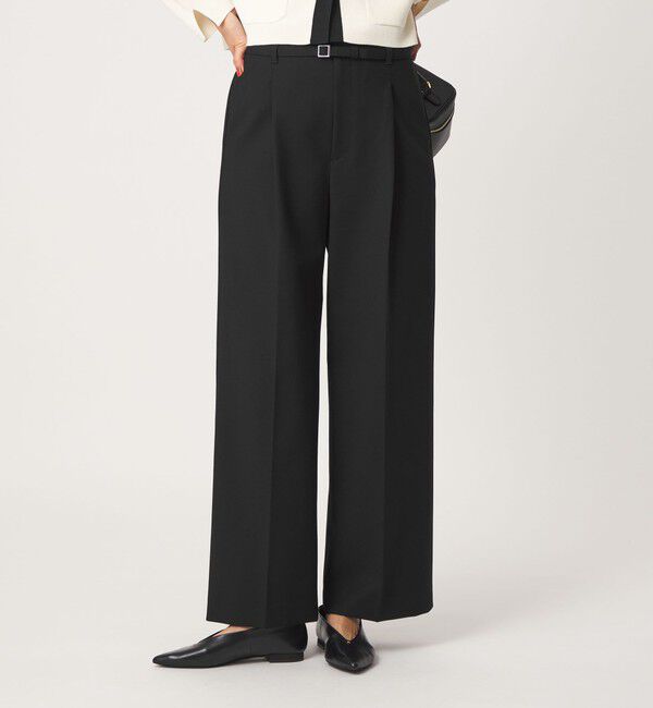 UNITED ARROWS green label relaxing「［size SHORT/TALLあり］ライト ダブルクロス ワイド パンツ」|スラックス|BLACK