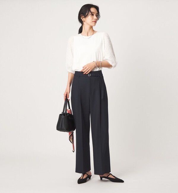 UNITED ARROWS green label relaxing「［size SHORT/TALLあり］ライト ダブルクロス ワイド パンツ」|スラックス|