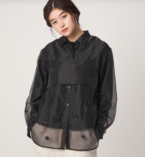 UNITED ARROWS green label relaxing「＜GLR_MINE＞ビジュー シャツ＆ビスチェ セット」|シャツ・ブラウス|BLACK
