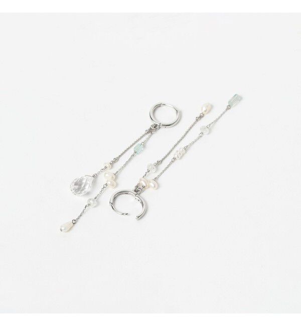 Ray BEAMS 「淡水&ストーン フープ ピアス」|ピアス|