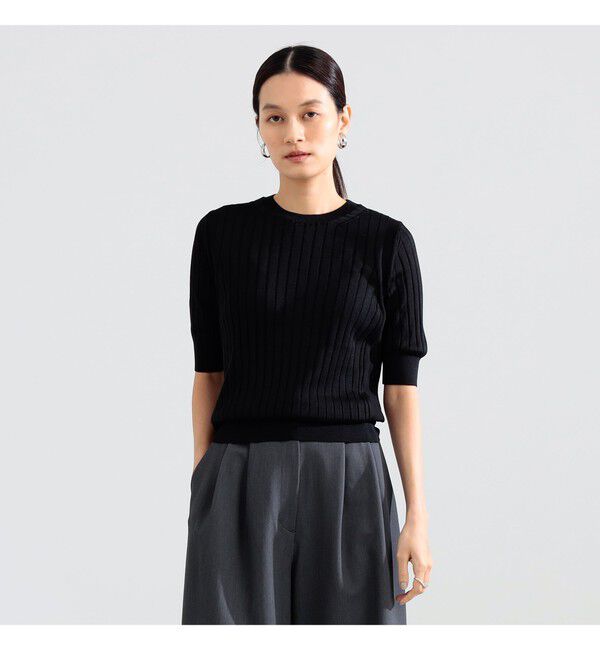 Demi-Luxe BEAMS 「SLOANE / 18ゲージ シルク クルーネック ハーフスリーブ ニット」|ニット・セーター|