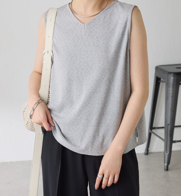  「リネンライクカットタンクトップ」|Tシャツ・カットソー|ライトグレー