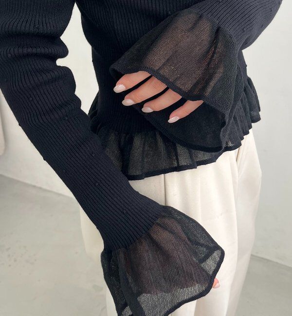 「つぶドットシアーフレアニット」|ニット・セーター|