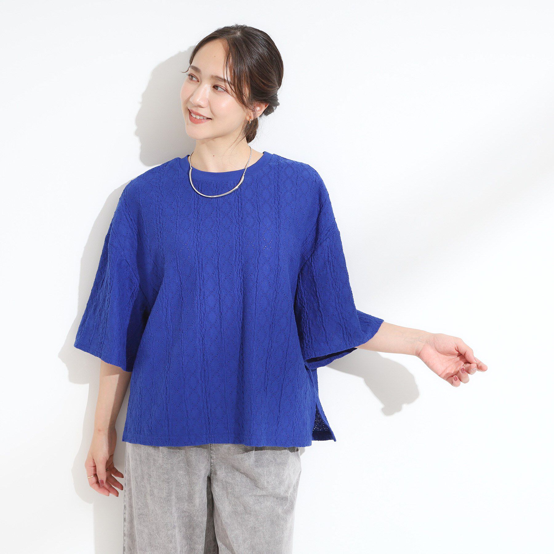 SHOO･LA･RUE「【5分袖】大人の魅力を惹きたてる レースカットソー」|Tシャツ・カットソー|