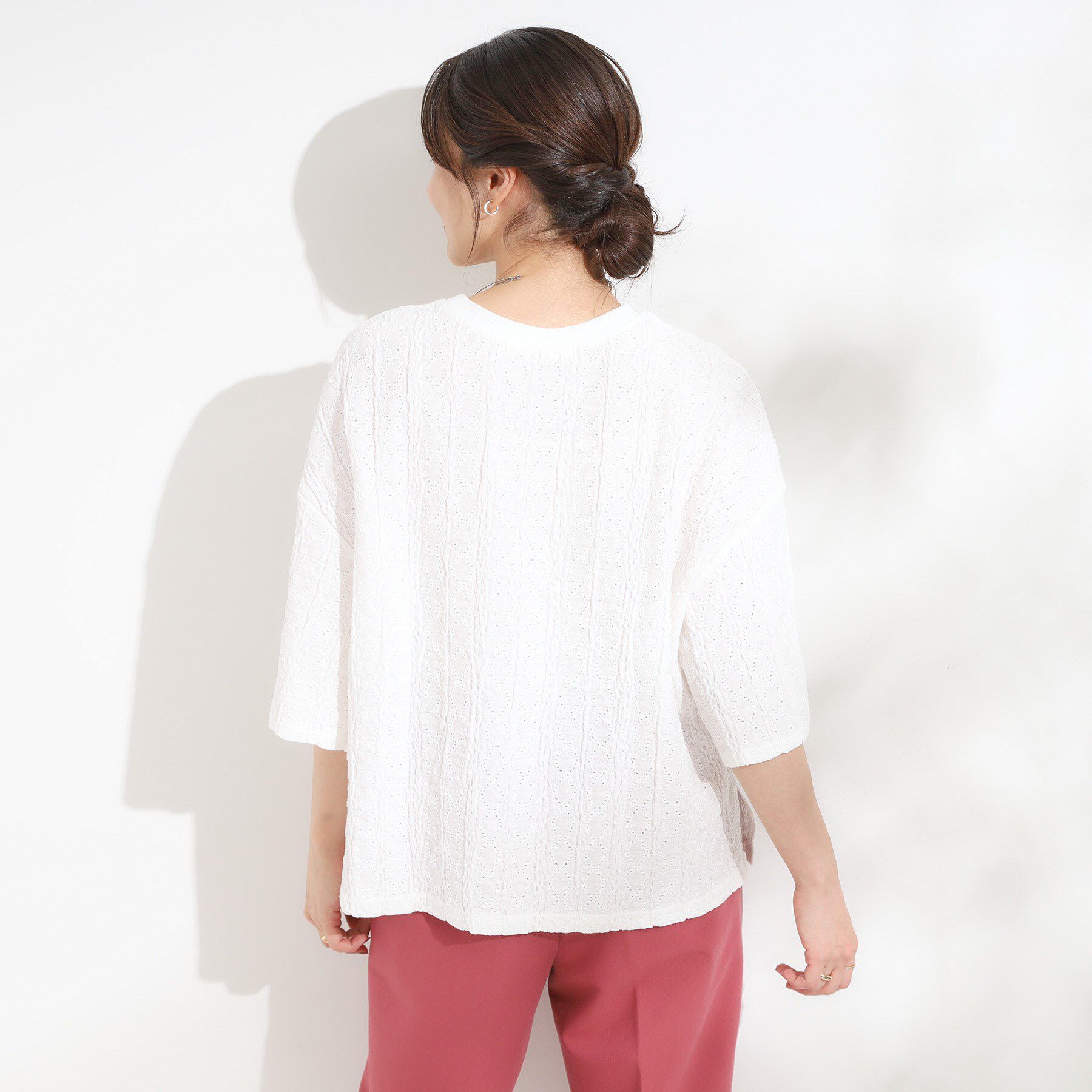 SHOO･LA･RUE「【5分袖】大人の魅力を惹きたてる レースカットソー」|Tシャツ・カットソー|