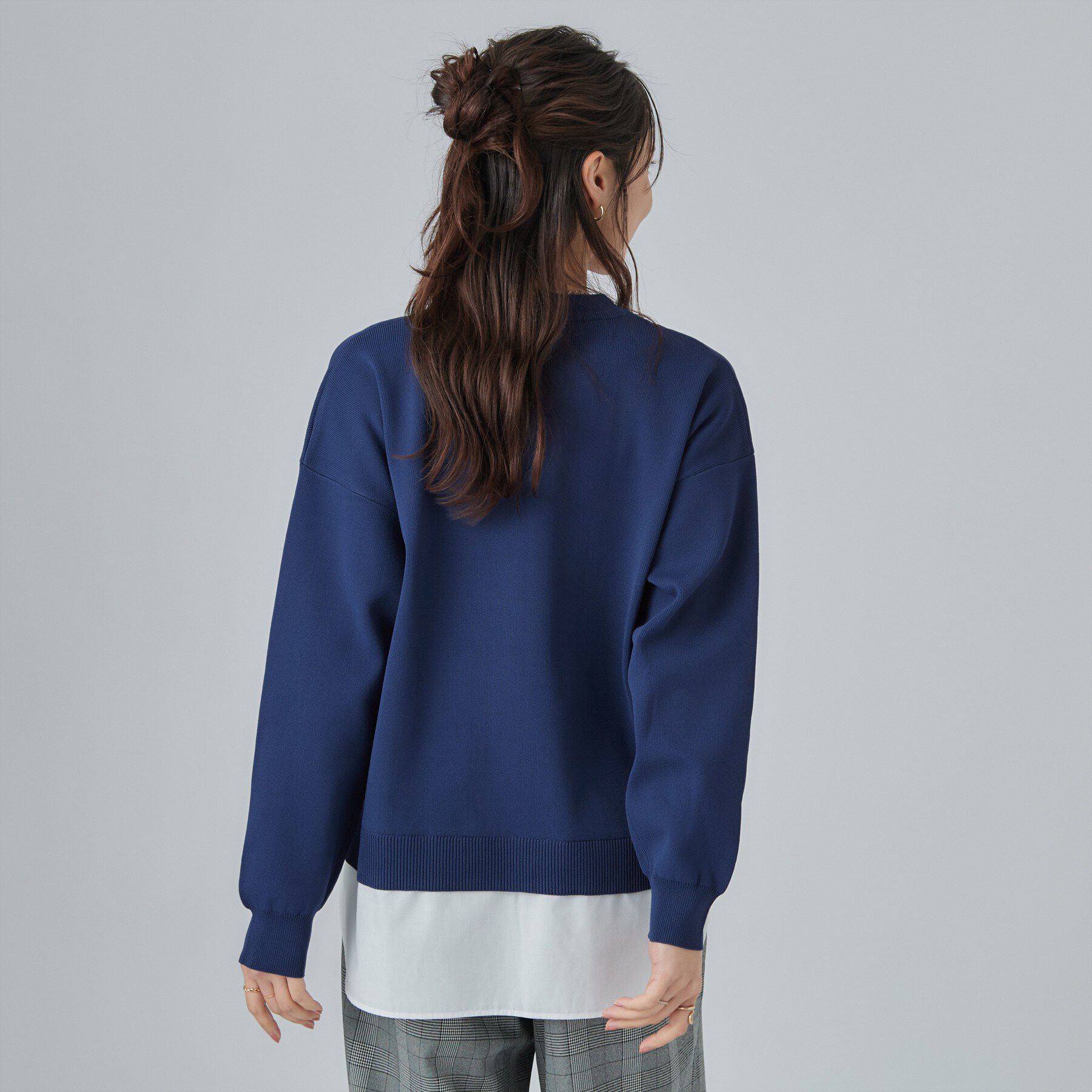 SHOO･LA･RUE「【S-LL】着るだけできまる シャツレイヤード風 スポンディッシュニット」|ニット・セーター|