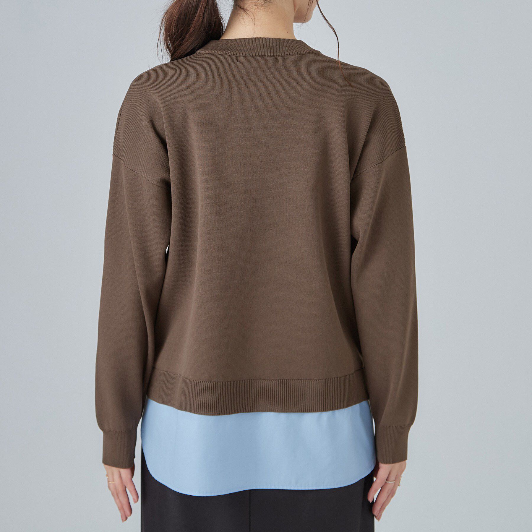 SHOO･LA･RUE「【S-LL】着るだけできまる シャツレイヤード風 スポンディッシュニット」|ニット・セーター|
