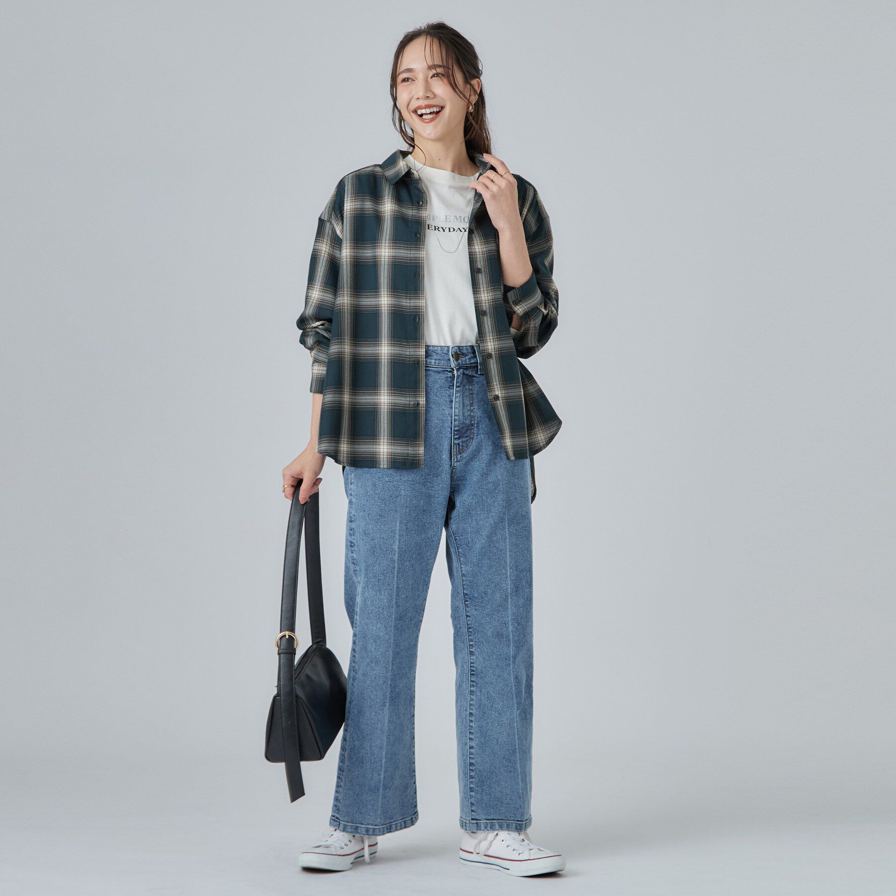 SHOO･LA･RUE「【洗濯後しわになりにくい/S-LL】選べる6パターン 羽織としても活躍する ベーシックシャツ」|シャツ・ブラウス|