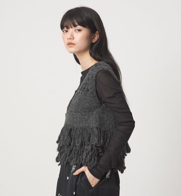 EMMEL REFINES「＜EMMEL REFINES＞EM フリンジ 2WAY ニットベスト」|ニット・セーター|