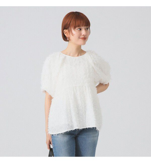 Ray BEAMS 「フリンジ バルーンスリーブ ブラウス」|シャツ・ブラウス|WHITE