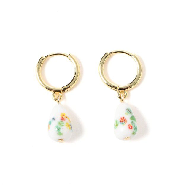 Ray BEAMS 「ガラス ボール フープ ピアス」|ピアス|WHITE