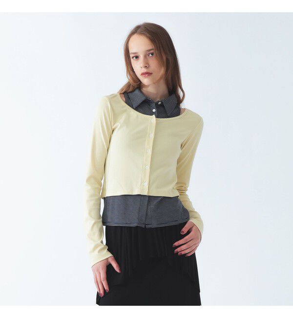 Ray BEAMS 「ノースリーブ シャツ レイヤード カーディガン」|カーディガン|YELLOW