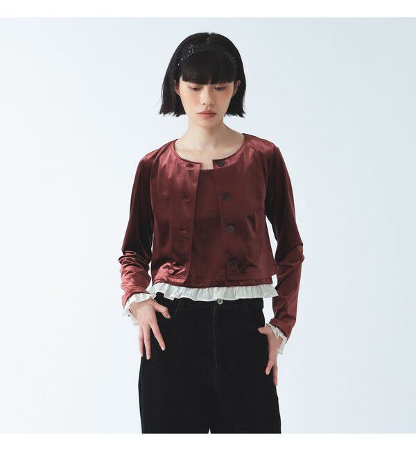 Ray BEAMS 「ベロア タンクトップ セット カーディガン」|カーディガン|BROWN