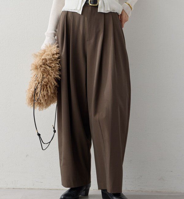  「梳毛ライクカーブスラックス」|チノ|