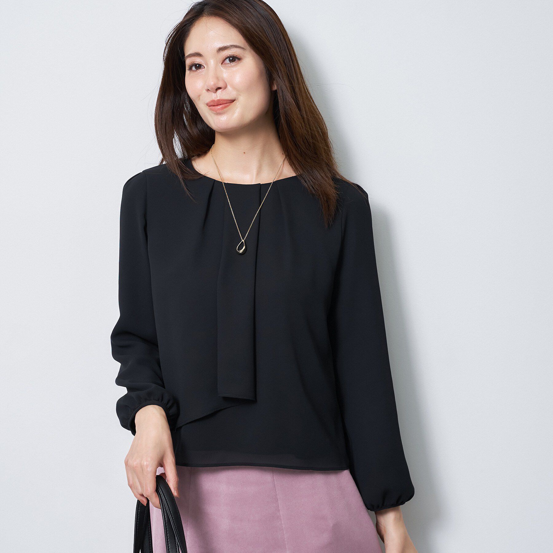 Reflect「【SS-4Lサイズ／通勤／セレモニー】クルーネック シフォンブラウス」|シャツ・ブラウス|