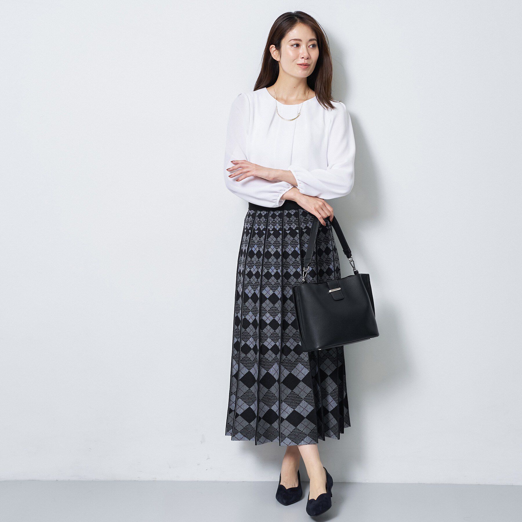 Reflect「【SS-4Lサイズ／通勤／セレモニー】クルーネック シフォンブラウス」|シャツ・ブラウス|