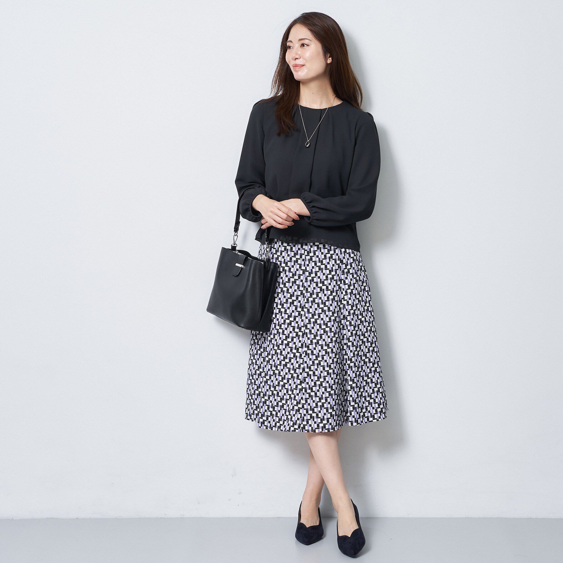 Reflect「【SS-4Lサイズ／通勤／セレモニー】クルーネック シフォンブラウス」|シャツ・ブラウス|