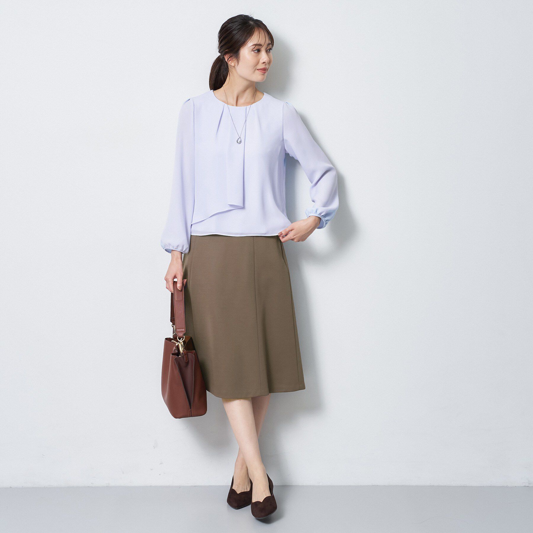 Reflect「【SS-4Lサイズ／通勤／セレモニー】クルーネック シフォンブラウス」|シャツ・ブラウス|