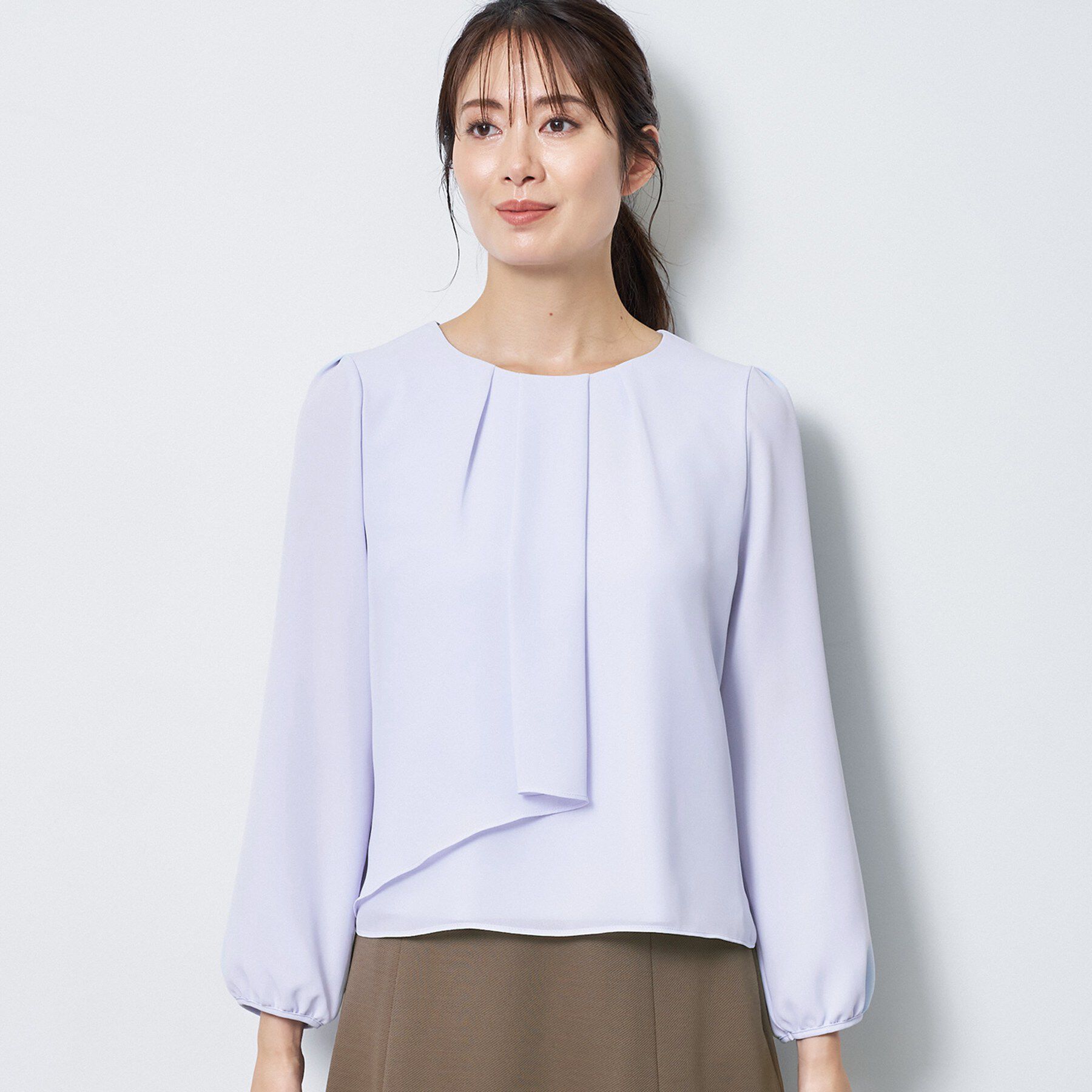 Reflect「【SS-4Lサイズ／通勤／セレモニー】クルーネック シフォンブラウス」|シャツ・ブラウス|