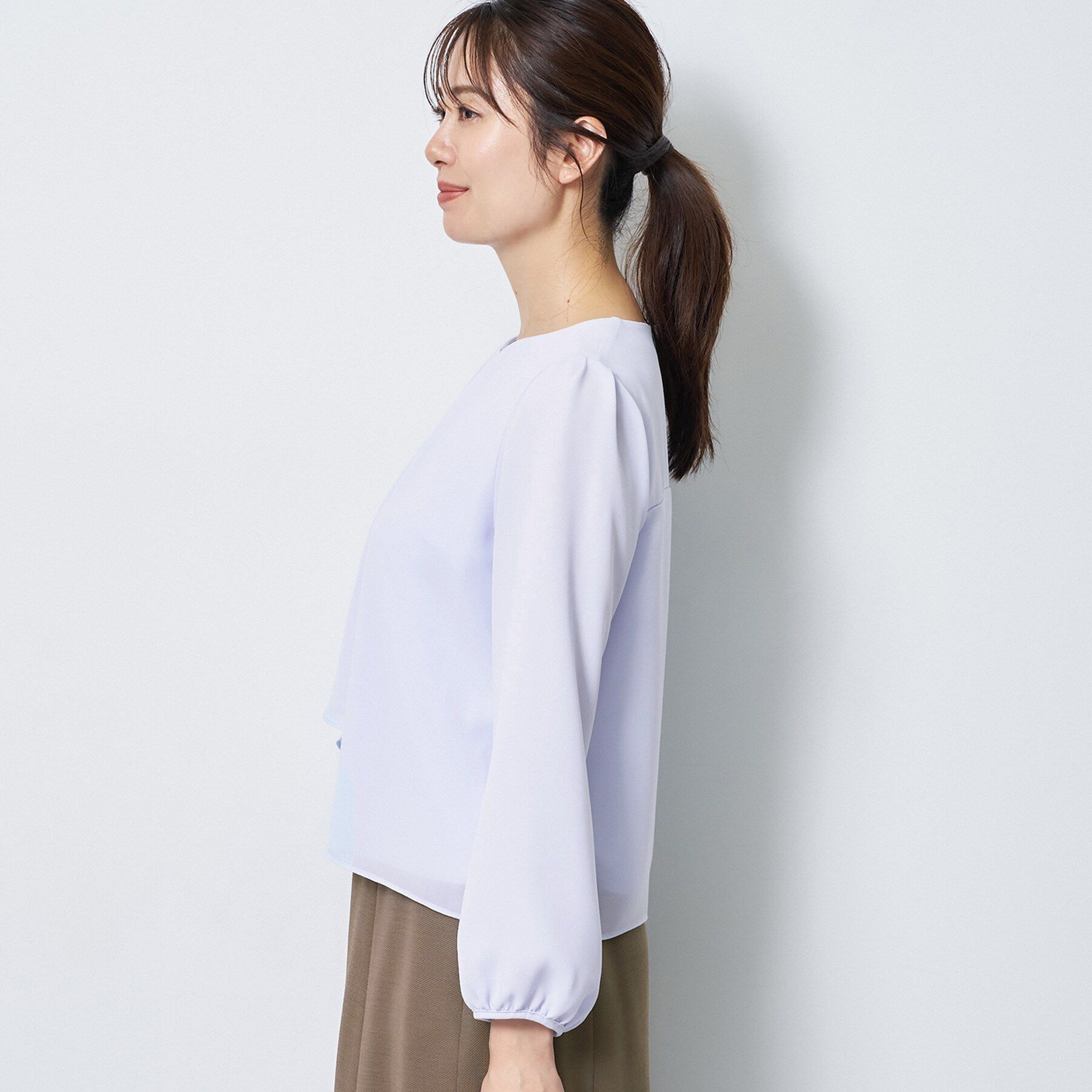 Reflect「【SS-4Lサイズ／通勤／セレモニー】クルーネック シフォンブラウス」|シャツ・ブラウス|