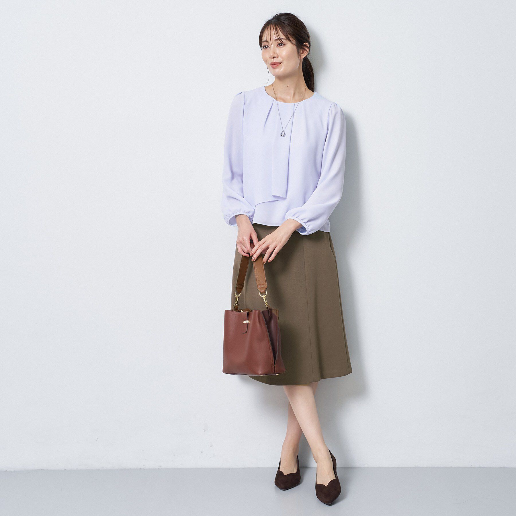 Reflect「【SS-4Lサイズ／通勤／セレモニー】クルーネック シフォンブラウス」|シャツ・ブラウス|