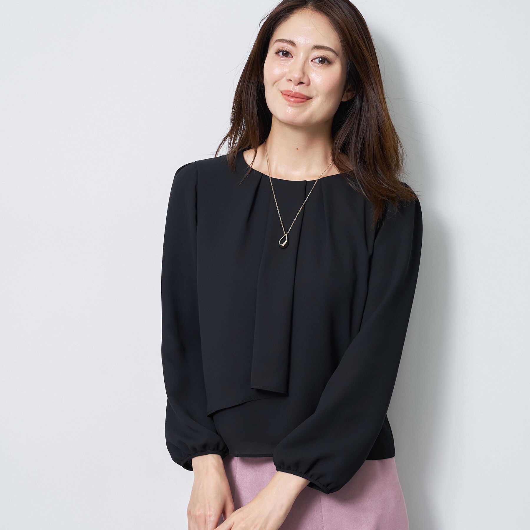 Reflect「【SS-4Lサイズ／通勤／セレモニー】クルーネック シフォンブラウス」|シャツ・ブラウス|