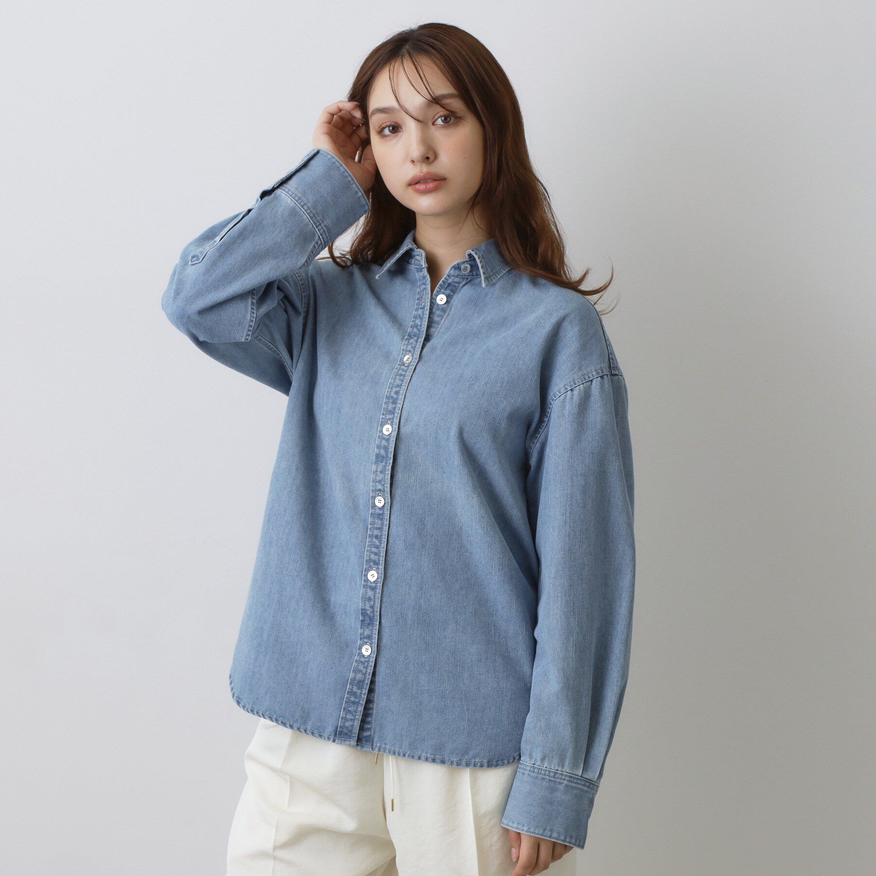 DRESSTERIOR「【取り外し可能】2WAY ボウタイデニムシャツ」|シャツ・ブラウス|