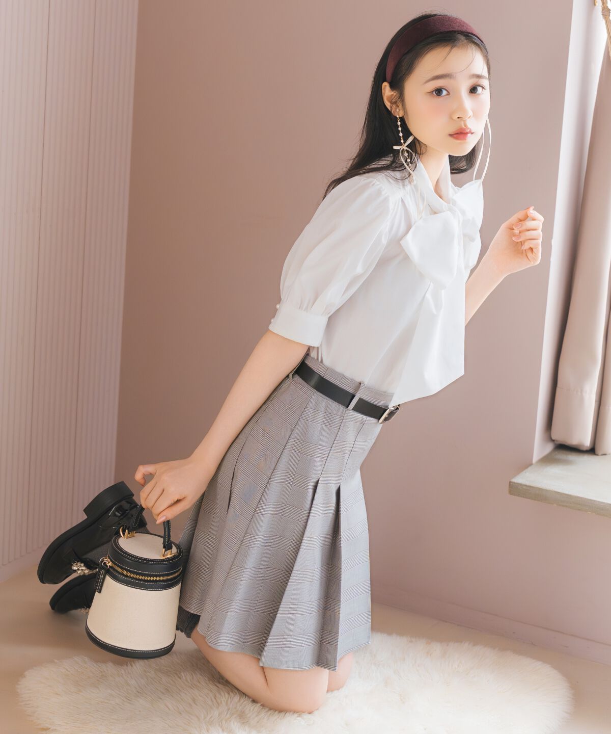 WILLSELECTION「ベルト付きプリーツミニスカート」|スカート|ｸﾞﾚｰ系ﾁｪｯｸ